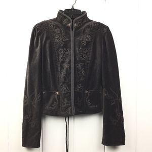 Elie Tahari Velvet Blazer Embroidered Reversible Jacket, Size Small